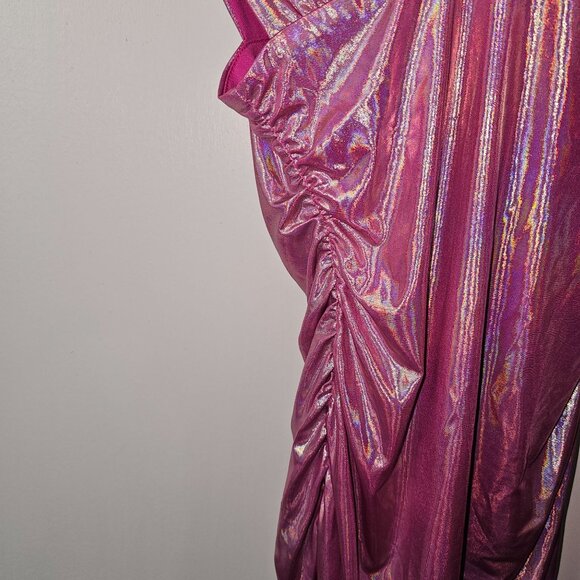 Superdown Kerrie Deep V Irredescent Ruched Mini Bodycon Dress, SOLD OUT, NWOT, S - Picture 8 of 11